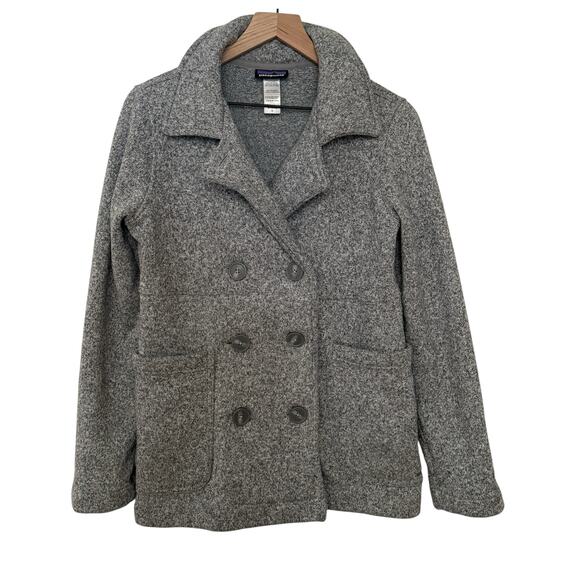Patagonia Womens Better Sweater Gray Double Breasted Peacoat Jacket Size Medium - Picture 10 of 10